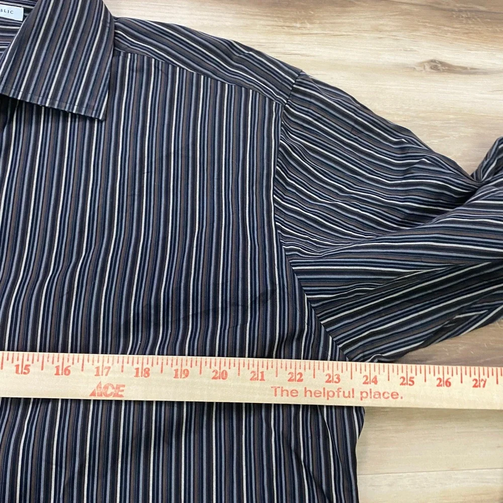 Banana Republic Button UpShirt XL Striped Cotton Oversized Brown Y2K 2004